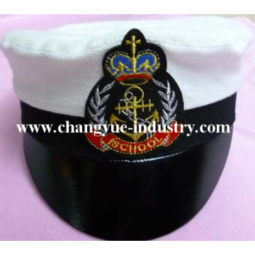 Chapéu de cap uniforme de marinheiro design branco algodão couro