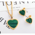 Fashion Malachite Heart Shape Wedding Jewelry Set