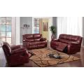 Modern Burgundy Leatherette Reclining Sectional Sofa