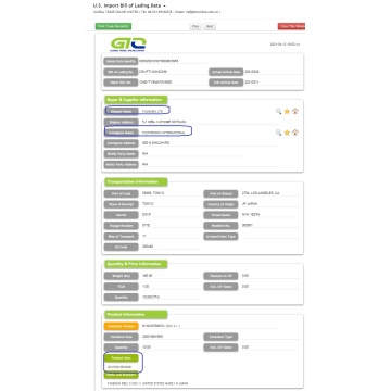 Datos de importación de Oxygen Sensor USA