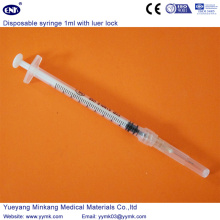 Медицинский одноразовый пластиковый шприц 1 мл с фиксатором Luer (ENK-DS-070)