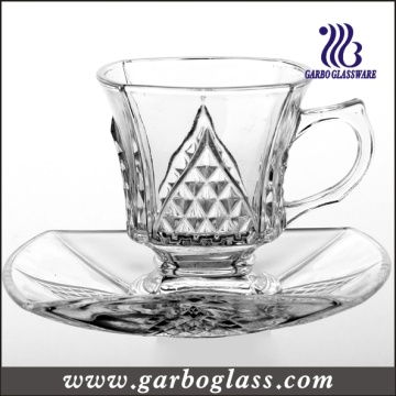 Diseño moderno pequeño vaso de vidrio y platillo Set (TZ-GB09D1204ZS)