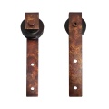 Industrial Barn Sliding Wood Door Hardware Set Roller Rust Style