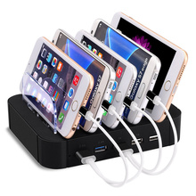5 Slots Charging Station 5 USB Ports Charger for Tablet Mobile Phone
