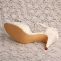 Mary Jane Lace and Crystal Wedding Shoe Ivory Lace