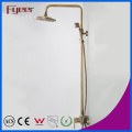 Fyeer Exposed Bathroom Antique Brass Rainfall Shower Set