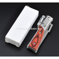 Wooden handle pocket knife With LED Flashlight