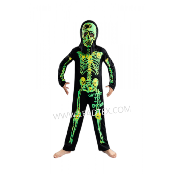 Boys Halloween Skeleton Jumpsuit with Hood