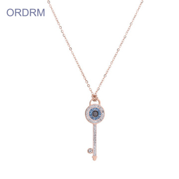 Großhandel Schlüssel Schmuck Halskette Rose Gold mit Diamanten