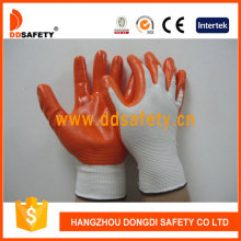 13 Gauge Orange Nitril weiß überzogene Handschuhe Dnn334