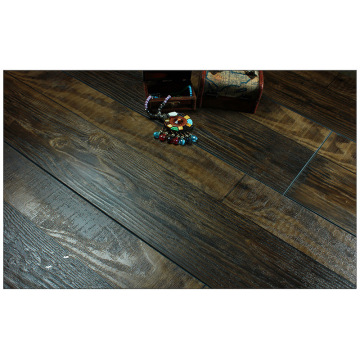 Plancher de stratifié insonorisant de hickory gratté par main de 12,3mm