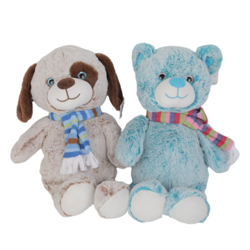 Plush Bear Dog Stuffed Animal with Scarf