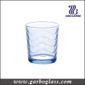 Hellblaue Farbe Wave Design Glas Wasser Cup