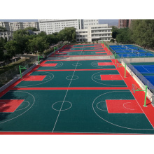Multi-use colorful interlocking basketball court tiles