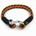 Stainless Steel Shackle Cotton Nylon Cord Bracelet