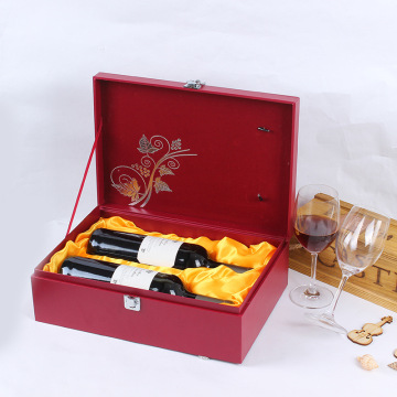 Luxury Red Packaging Custom Wooden Wine Boxes