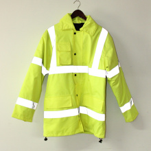 Lucifer Yellow Lime Hooded PU Veste / Imperméable / Reflective / Vêtements de sécurité pour adulte