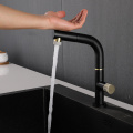 360 degree sensor pull-out black and gold faucet