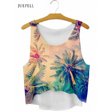 Guagngzhou Manufacturer Scoop Neck Tree Print Loose Crop Tank Top