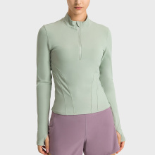 Double-sided Nylon Zipper Womens Stretch Riding Base Layer