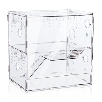 2 níveis de acrílico de luxo personalizados caixas de gaiola artesanais de hamster