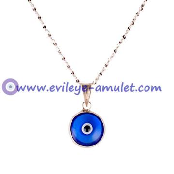 Sterling Silver with Blue Evil Eye Murano Glass Lucky Eye for Protection