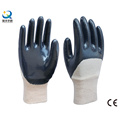 Cotton Jersey Shell Blue Nitrile Coated Safety Work Gloves (N6038)