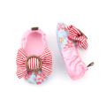 Red Striped Bow-knot Baby Pink Cotton Shoes