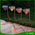 Al aire libre de acero inoxidable LED camino solar forma luz RGB Diamend jardín césped paisaje lámpara