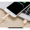 2 in 1 Nylon Geflochtene USB Charge Sync Kabel für Micro und Ios Phone