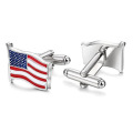 Fashion USA American Flag Silver Cuff Links