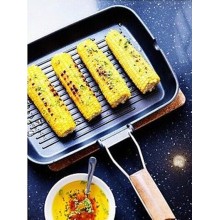 Carbon Steel Grill Pan With Wooden Handle