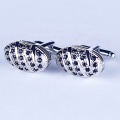 Custom Design Silver Plated Black Stones Cufflinks