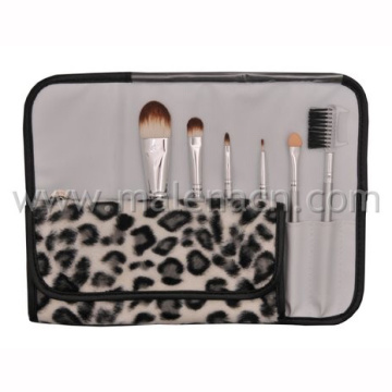 6PCS Travel Makeup Brush with Pattern Pouch