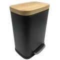 Bamboo Lid Foot Pedal Powder Coated Waste Bin