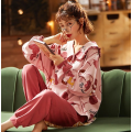 Women Cute Long-sleeved Cotton Nightwear Pajamas Set