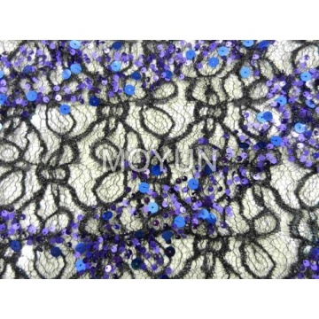 spider mesh with 5mm +7mm sequin embroidery 50 52"