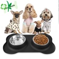 Non-slip Skid Silicone Bowls with Stainless-steel Dog Bowl