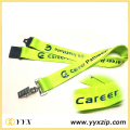 Printing Yellow Logo Green Tape Lanyard For Exhibition