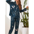 Women Satin Printed Long Sleeve Sleepwear Pajamas