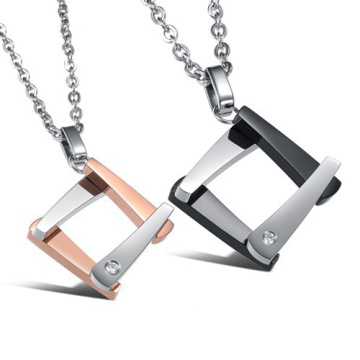 Fashion Square 316L stainless steel Pendant Necklace Women/ Men's Love Gift