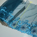 Blaues Blumenmuster Spitzenstickerei Hohe Qualität