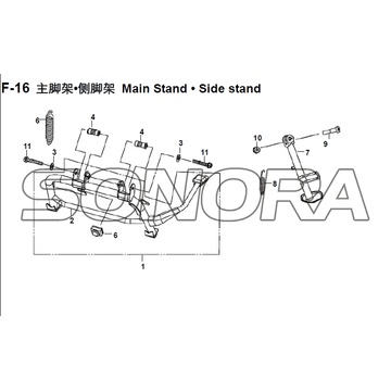 F-16 Main Stand • Side stand XS150T-8 CROX For SYM Spare Part Top Quality
