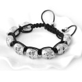 Fashion Jewelry Vintage Look Silver Plated Handmade Rope Woven Skull Bead Bracelet