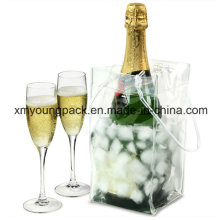 Promocionais PVC plástico portátil garrafa de vinho Cooler Box Ice Bag