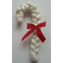 Dog Chew of White Puffy Braided Candy Cane 12" for Dog