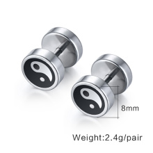 Ocho Diagramas Tai Chi Man Punk Stud Barbell Pendientes