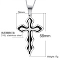 Titanium steel three layers cross pendant