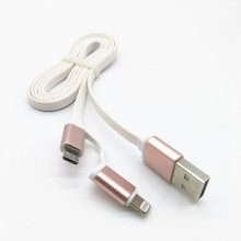 2 en 1 câble de données de nouilles USB pour Micro et iPhone