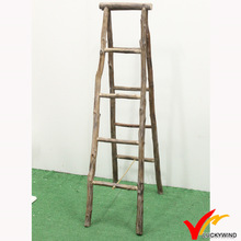 Indoor Rustic Wooden Decorative Folding Ladder